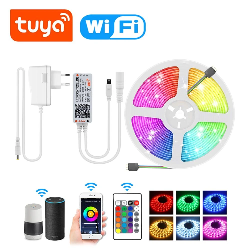 5M 10M RGB LED Smart Home WIFI Strip Light Kits App Control Lamp Power For Alexa 5M 10M RGB LED Smart Home WIFI Strip Light Kits App Control Lamp Power For Alexa