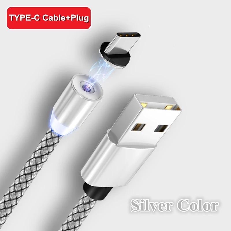 Silver for TYPE C Магнитный usb-кабель для быстрой зарядки для Iphone TYPE-C, Micro USB, Android, IOS, линия передачи данных для Xiaomi Redmi, samsung, магнитный шнур - Цвет: Silver for TYPE C