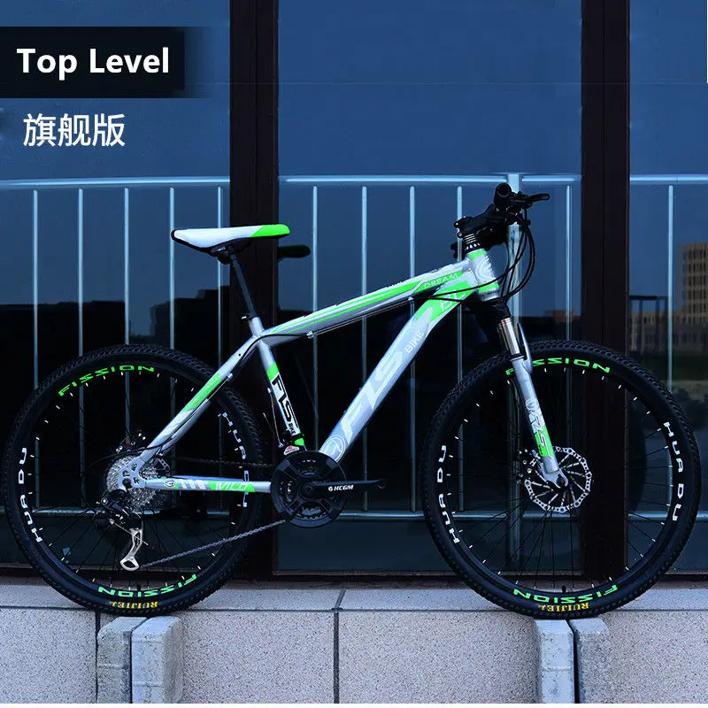 Top Silver Green Бренд горный велосипед карбоновая стальная рама 24/26 дюймов колеса 27 скорость двойной велосипед с дисковым тормозом Спорт на открытом воздухе горные Bicicleta - Цвет: Top Silver Green