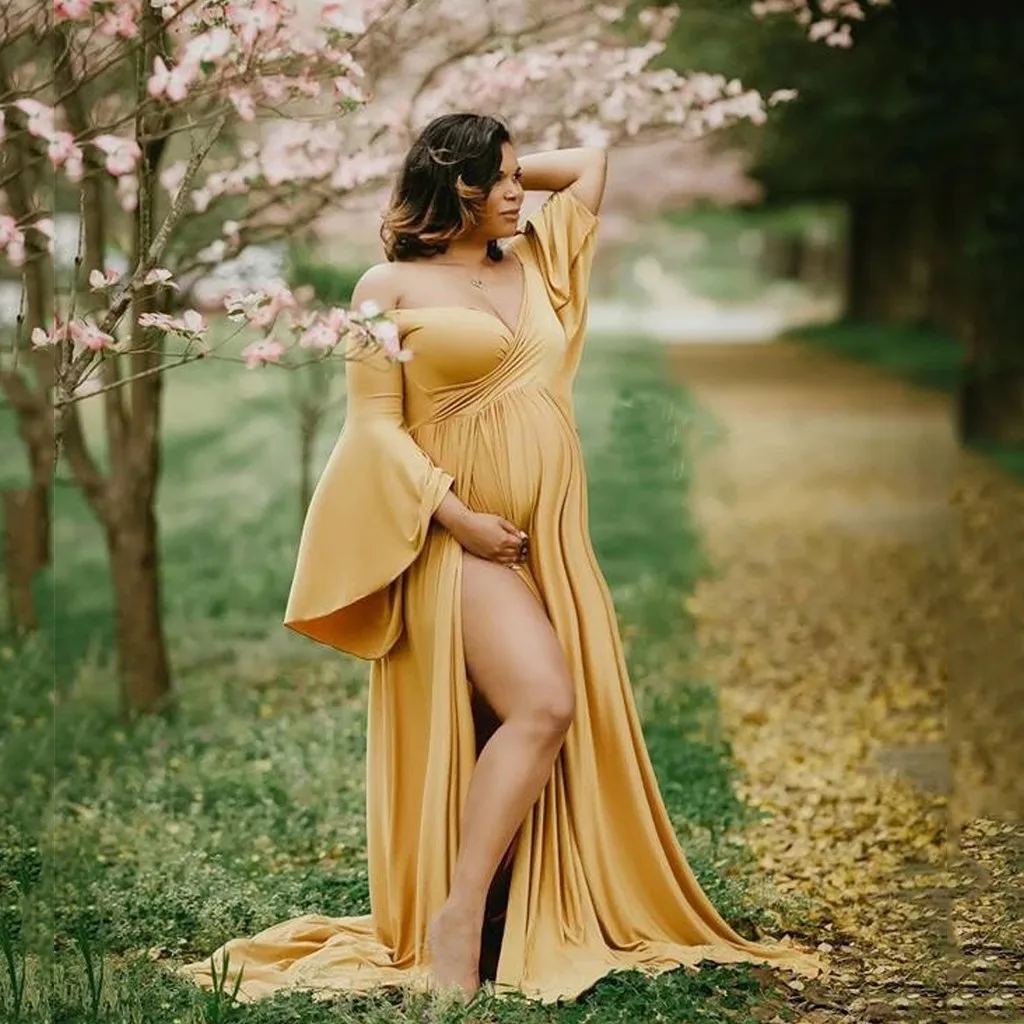 Платья для беременных для фотосессии платье для беременных vestidos платье для беременных vestido embarazada однотонное M-L с длинными рукавами Z4