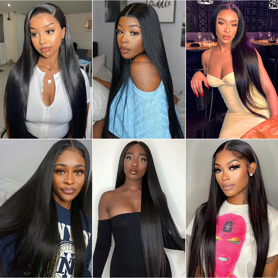 Brazilian Straight 360 HD Lace Front Human Hair Wigs For Women 13x6 13x4 Lace Frontal Wig Pre Pluck Straight 4x4 Closure Wig 180