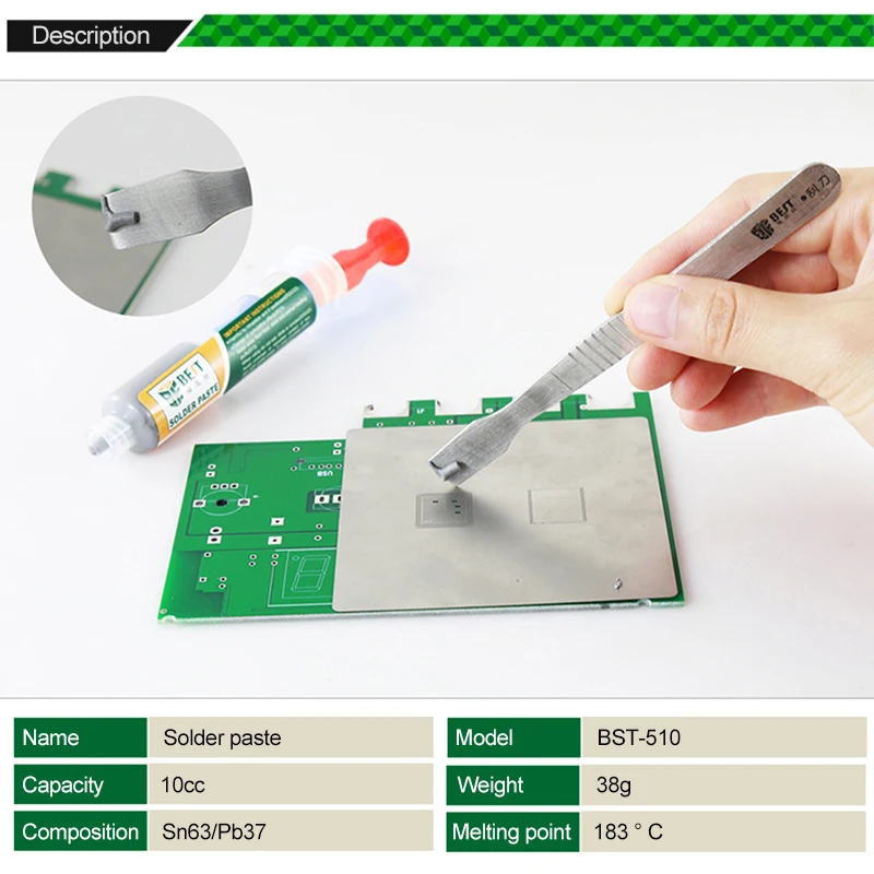 pipeliner hood Needle Tube Solder Paste 10cc Syringe Tube Liquid Welding Fluxes Medium Temperature Melting Point 183°C Tin Solder Paste Tool flux paste