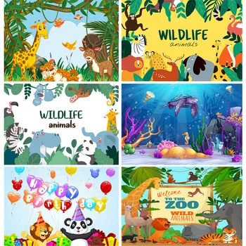 

Tropical Jungle Wild Animal Safari Party Newborn Baby Shower Birthday Backdrop Vinyl Custom Photography Background 20923KT-02