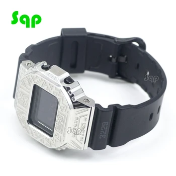 

DW5600 Indian Carved Patterns Watch Set GW-M5610 Bezel Strap 100% Metal 316L Stainless Steel