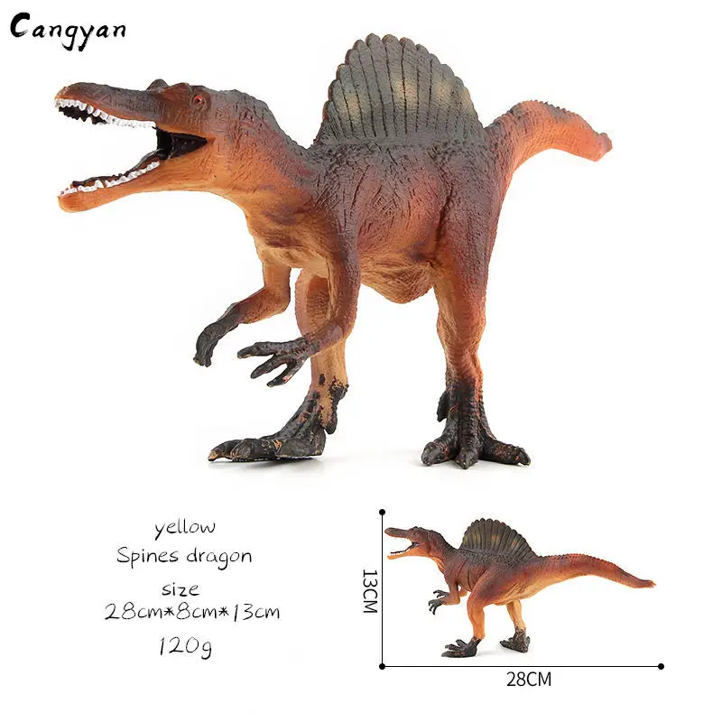 Spinosaurus Yellow Jurassic динозавр серии змея шеи Дракон тираннозавр пластик статическая Игрушечная модель динозавра различные стиль подарки для мальчиков - Цвет: Spinosaurus Yellow