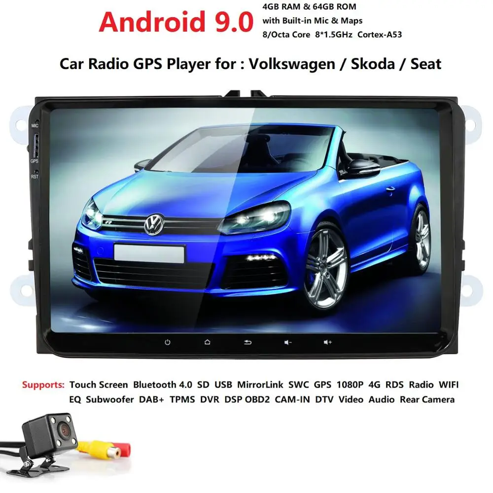 Excellent Ossuret New Android 9.0 9Inch 2Din 4G RAM 32G ROM GPS Car Radio Stereo For V W Volkswagen Capacitive screen 1024 *600 RDS BT CAM 1 Excellent Ossuret New Android 9.0 9Inch 2Din 4G RAM 32G ROM GPS Car Radio Stereo For V W Volkswagen Capacitive screen 1024 *600 RDS BT CAM 1