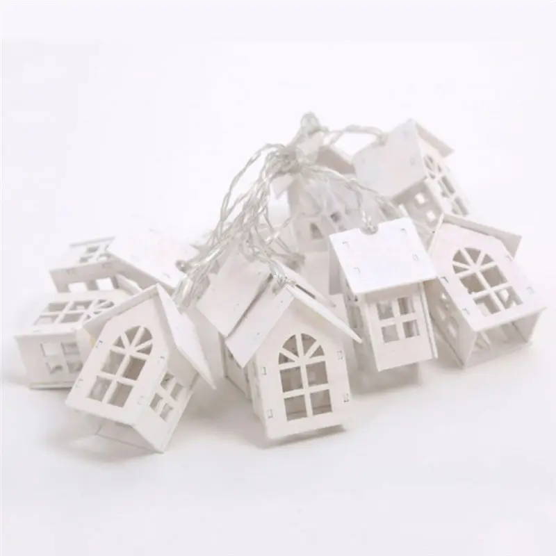 2m 10 Beads LED Garland Wood House String Light Room Decor String Lamp Wedding Party Holiday Fairy Lights Novelty Lamp