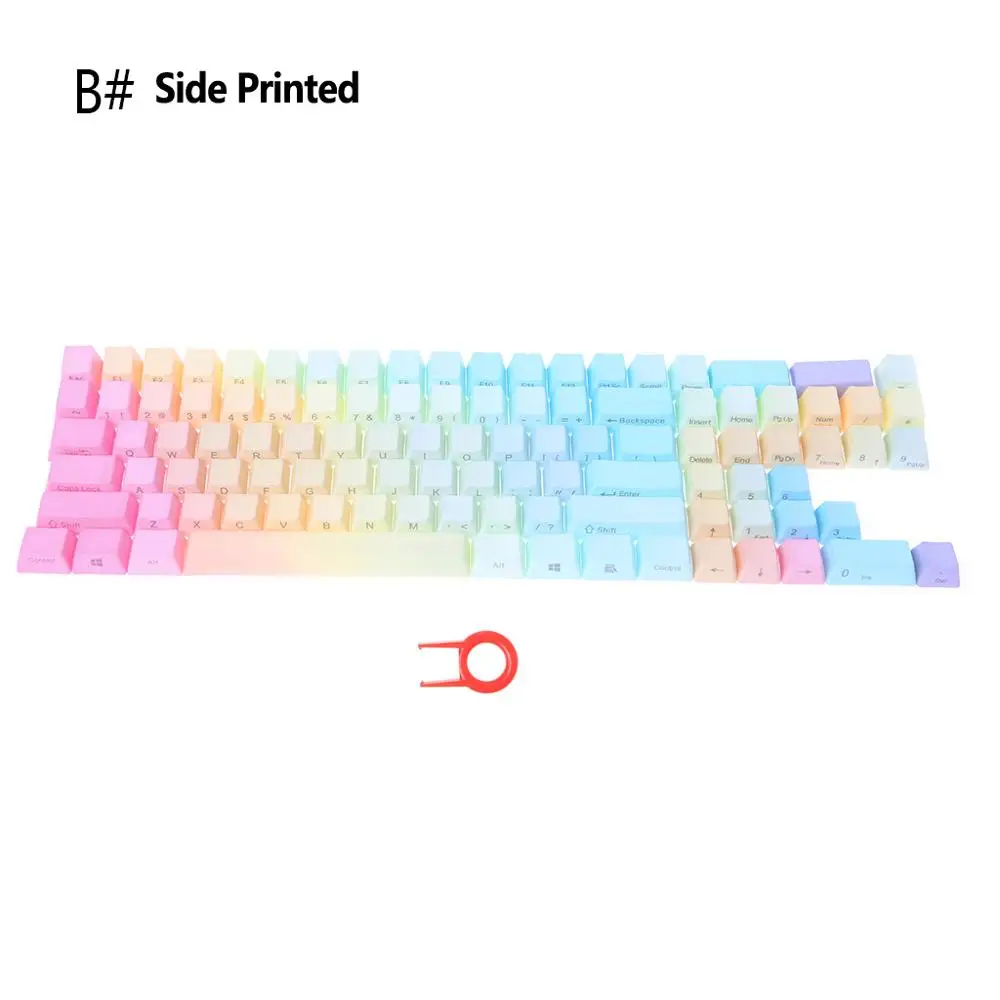 Side printed Радуга Keycap Просвечивающая подсветка Keycap ANSI раскладка клавиатуры ключ OEM Caps D08B - Цвет: Side printed