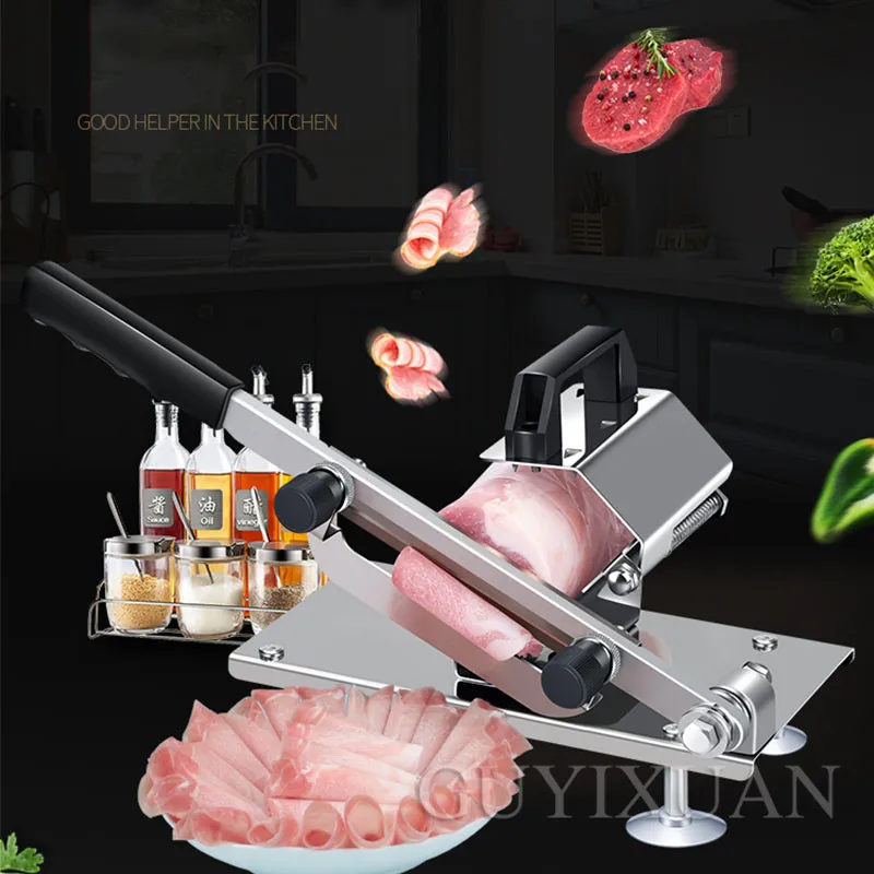 Household Small meat slicer Mutton roll slicer stainless steel Manual Frozen cut beef roll machine Fruit and vegetable Slicer 5
