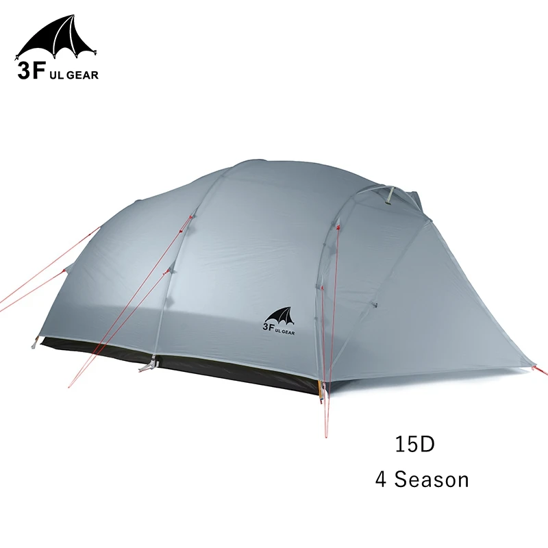 3F UL gear Открытый 4 человек палатка водонепроницаемый портативный большое пространство Семейные палатки 15D/210T 3 сезон 4 сезон Кемпинг Туризм палатка - Цвет: 15D 4 Season Gray