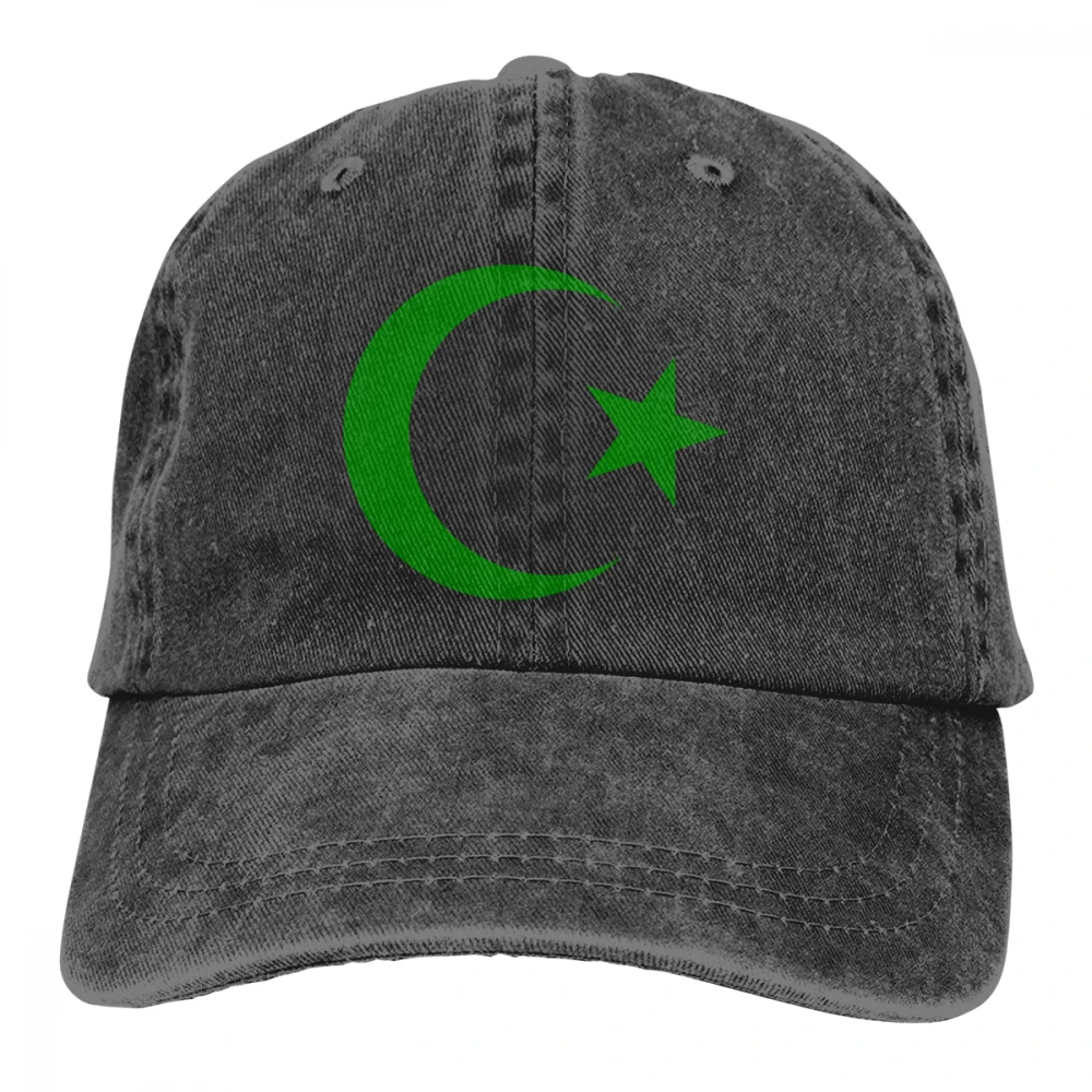 Звезда и полумесяц Casquette черный унисекс Мужские Женские джинсовые бейсболка с ремешком кепки Регулируемый Гольф папа шляпа