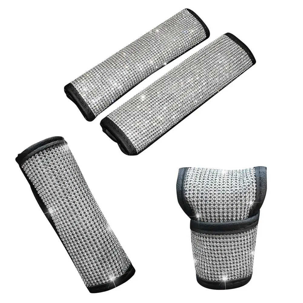 Car Shift Gear Cover Diamond Handbrake Protector Covers Auto Crystal Shoot Gear Shoulder Guard Cover Car Accessories Interiors