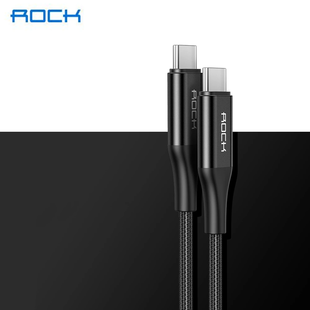 ROCK 5A type C To type C PD кабель для быстрой зарядки данных USB C 3,1 для Macbook huawei P30 mate 20 Pro Xiaomi Mi9 MIX3 S10 Note10 - Цвет: Черный