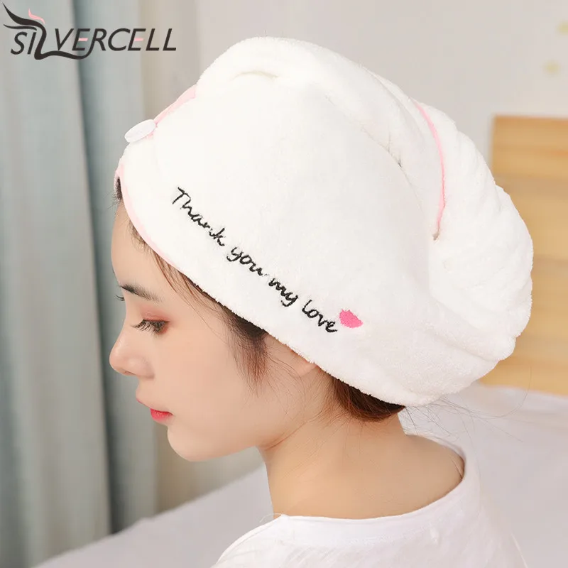 Шапочка для душа для девочек, должна быть быстросохнущая шапочка для волос, впитывающее полотенце, шапка с мультяшными буквами, полотенце