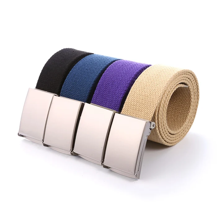 FINEJO Canvas Waistband Plain Men Belt Casual Man Belt Waist Fashion Solid Candy Color Webbing Strap Male Belts