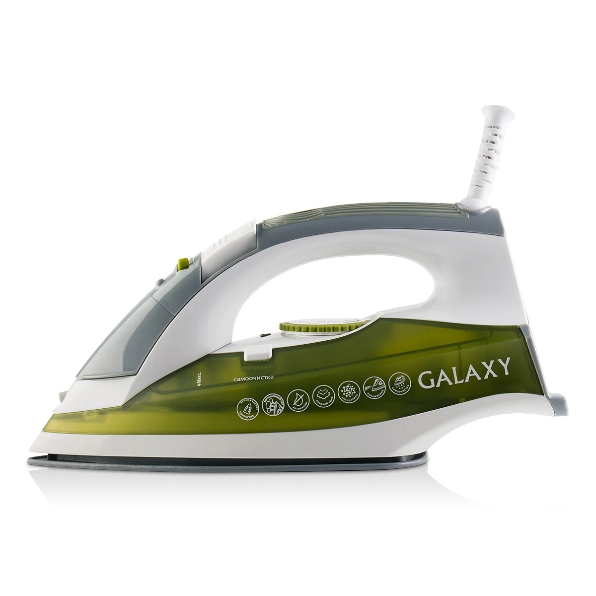 Паровой утюг Galaxy GL 6109 (мощность 2200 Вт, вертикальное отпаривание, керамическая подошва, защита от накипи, функция самоочистки, в комплекте мерный стакан)