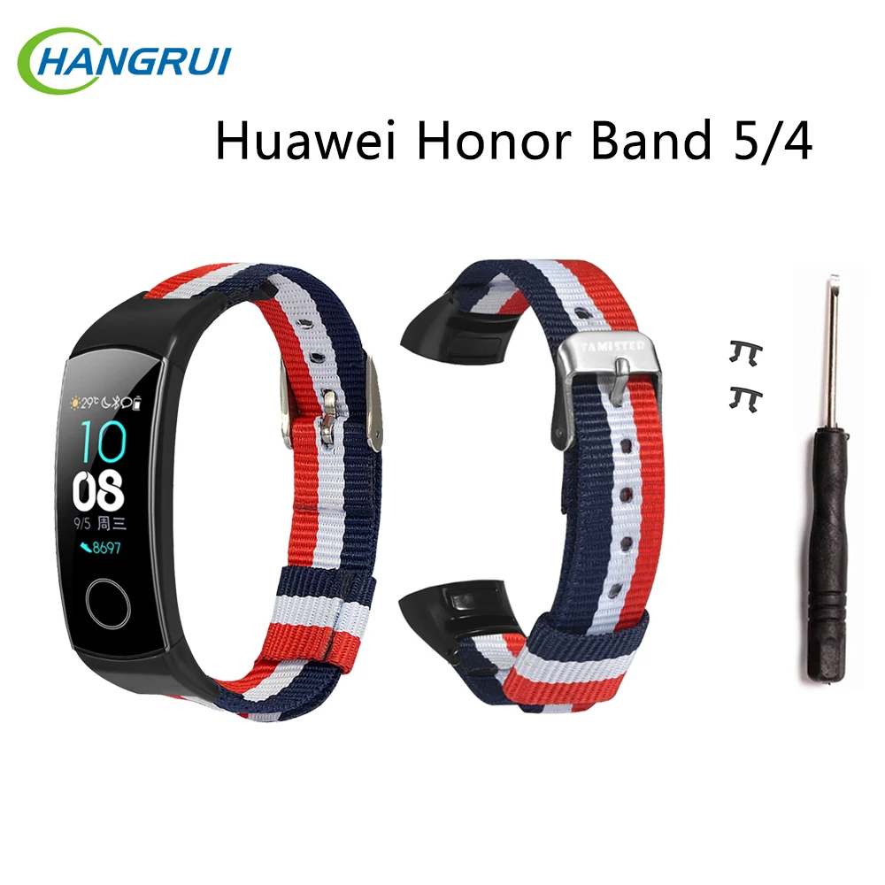 Для huawei Honor Band 5 браслет Холст Ремешок Замена Smartband ремень для Honor Band 4 5 NFC Фитнес браслет ремешок для спортивных часов