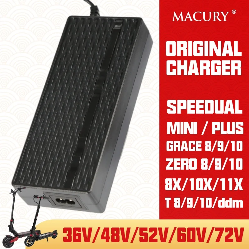 Original Charger Only For Speedual Grace Zero 8 9 10 8X 10X 11X DDM Mini Plus Electric Scooter 36V 48V 52V 60V 72V Spare Parts
