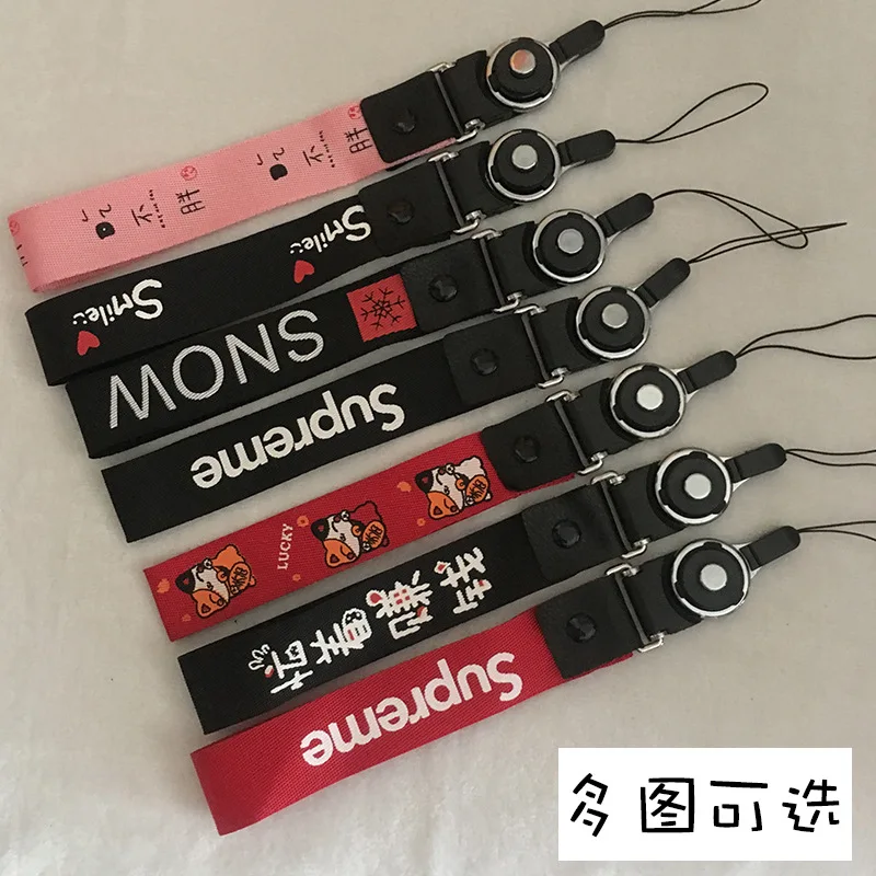

Mobile phone wrist rope flat line wide version lanyard street card cartoon detachable rotating short lanyard customizable gift