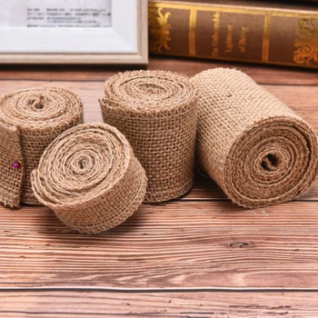

2M Natural Jute Burlap Hessian Ribbon Rolls Rustic Wedding Decoration Christmas Gift Wrapping Festival Party Home Decor