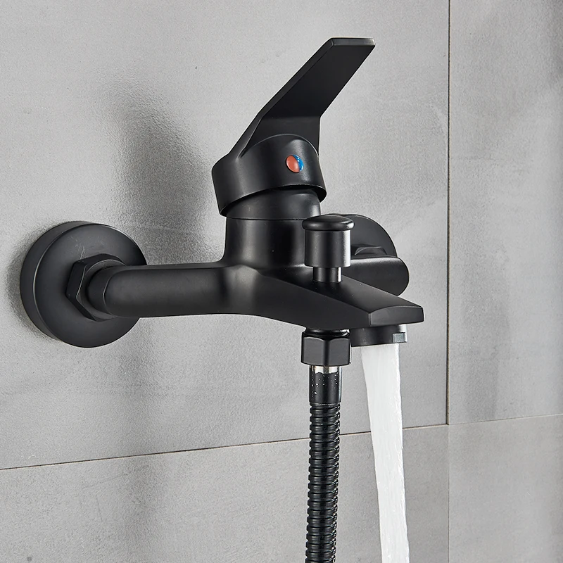 Matte Black Shower Faucets Wall Mount Bathroom Shower Faucets Bathtub Faucet Mixer Tap Mixer Valve Control Valve Faucet Valve