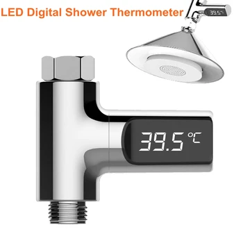 

360 Degrees Rotation Household Thermometers LED Display Celsius Water Temperature Meter Monitor Electricity Shower Thermometer