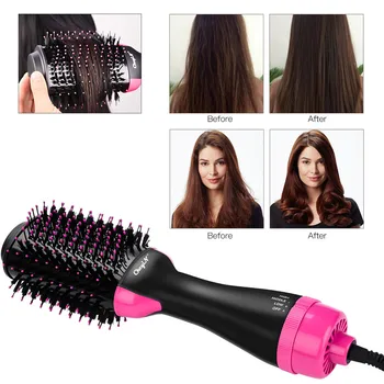 

3 in 1 Multifunctional Hair Dryer Volumizer Blow Salon Hot Air Paddle Styling Brush Negative Ion straightener and curler