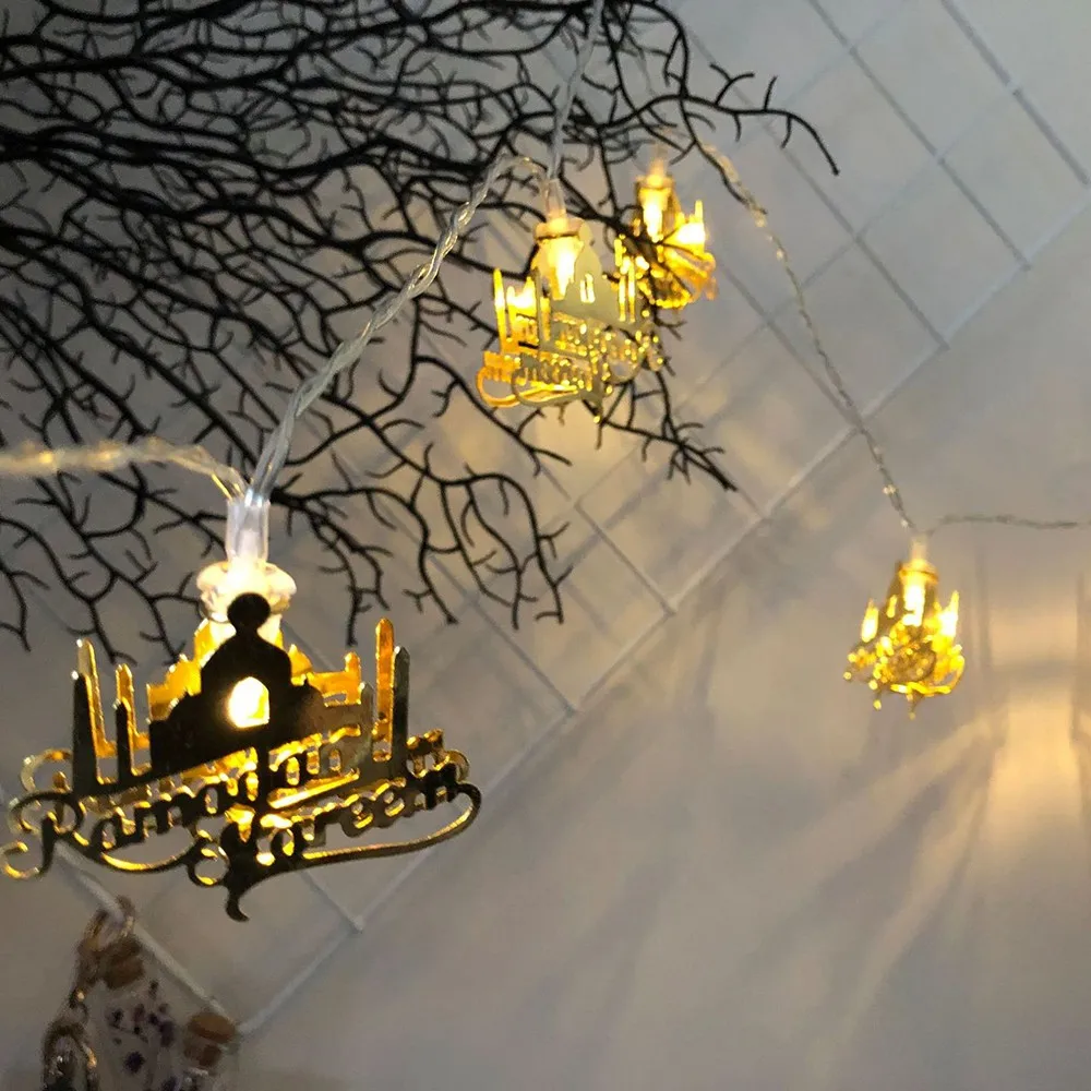 Кованые железные буквы с замком и фонарем струны светодиодный для мусульманского праздника Рамадан фестиваль декоративные светильники