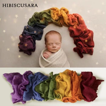 Iridescenza Stretch neonato avvolge Tie dye arcobaleno infantile Premium Natural Photo Wrap panno Swaddle in cotone organico 260*50cm