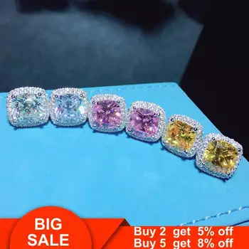 

2019 Statement Stud Earrings Real 925 Sterling Silver 8mm AAAAA cz Party Wedding Earrings For Women Bridal Engagement Jewelry