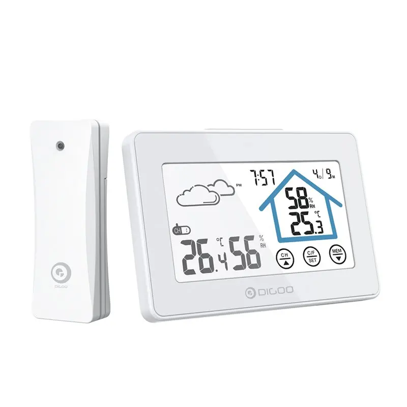 Type B DIGOO DG-TH11300, атмосферная метеостанция, для помещений, для улицы, датчик погоды, 3CH, термометр с подсветкой, гигрометр, часы с календарем - Цвет: Type B