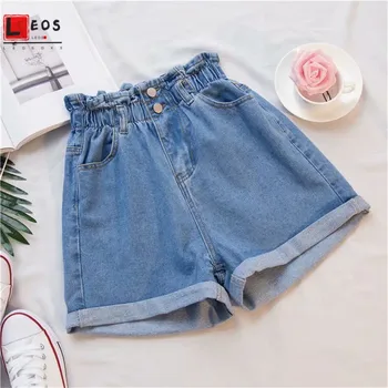 

Plus Size Women Short Elastic High Waist Denim For Girls Wide Leg Jeans Summer Casual Loose Fashion Denim New Female Shorts Hot