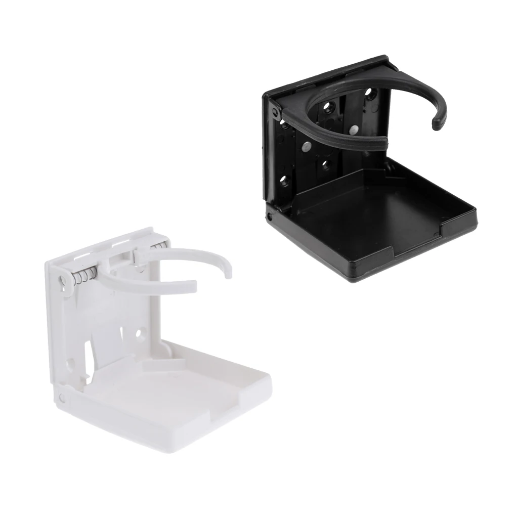 2pcs Black+White Boat Plastic Cup Drink Can Holder Boat Marine RV Foldable