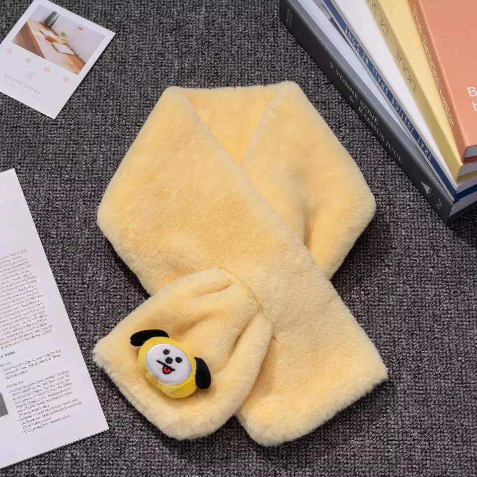 HQBTSCBulletproof Youth Group Cartoon scarf Korean imitation rex rabbit fur grass winter wild plush winter girls warm scarf
