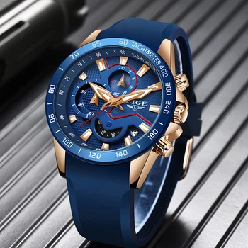 

Relogio Masculino 2019 New Fashion Blue Quartz Gold Watch Mens Watches Top Brand Luxury Clock Male Sport Waterproof Chronograph