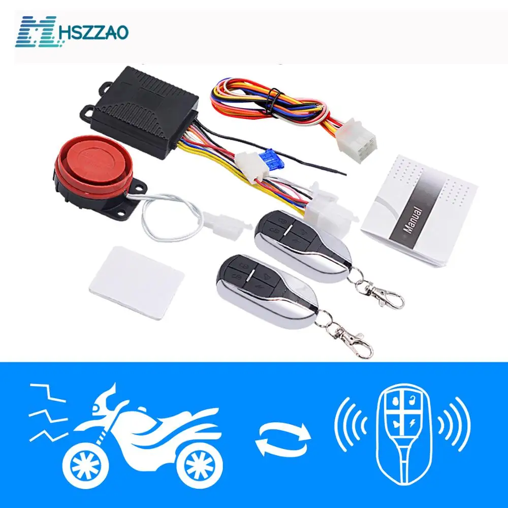 

12V Universal Motorcycle Alarm System Scooter Anti-theft Security Alarm System Two Pcs Control Key Fob