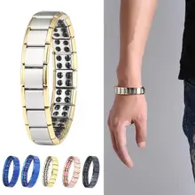 Титан Сталь цепи здоровый энергетический баланс германий магнитный браслет для Для мужчин мужской Браслеты Femme ювелирные изделия