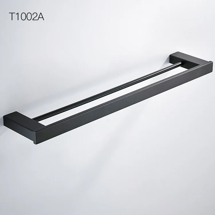 Double Towel Bar Vidric набор аксессуаров для ванной комнаты, матовый черный настенный держатель для туалетной бумаги, держатель для полотенец, держатель для щетки, набор аксессуаров для ванной 304 - Цвет: Double Towel Bar