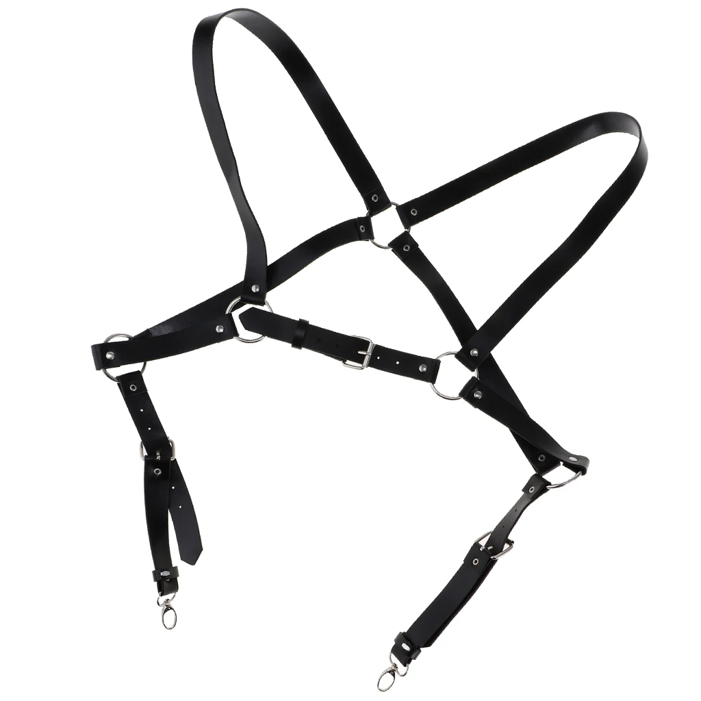  Men's Lingerie Body Chest Leather Harness Adjustable Suspenders Armor Buckles Costume  