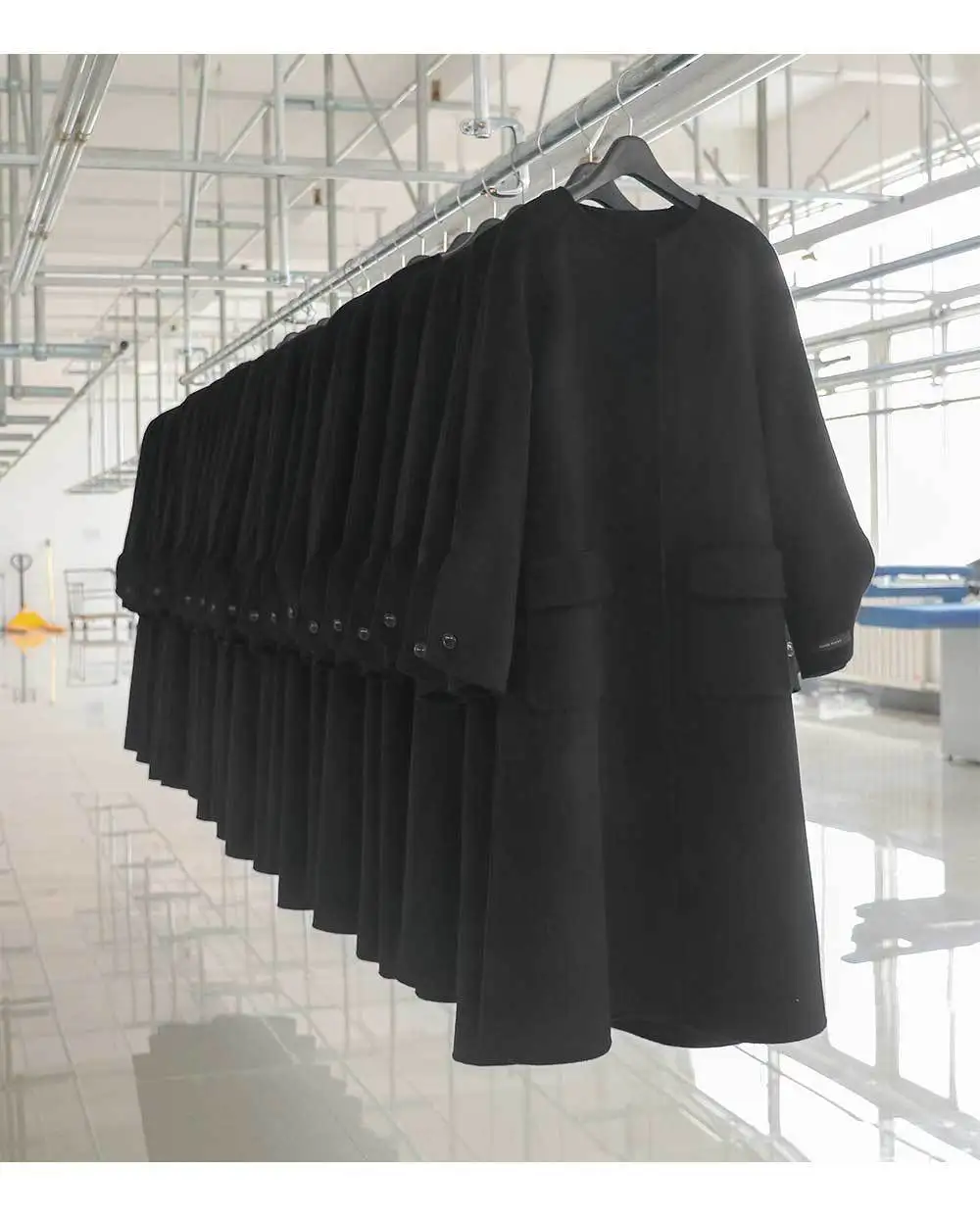 Женское двустороннее шерстяное пальто ручной работы однотонное свободное шерстяное пальто с карманами и круглым вырезом длинное кашемировое пальто