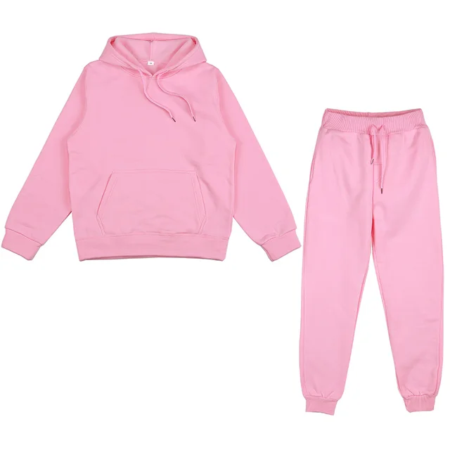 Ensemble de survêtement 2 pièces pour femme, sweat à capuche surdimensionné, sweat-shirt et pantalon de jogging, olympiques de sport, course sportive, monochrome, printemps, automne, 2021 1
