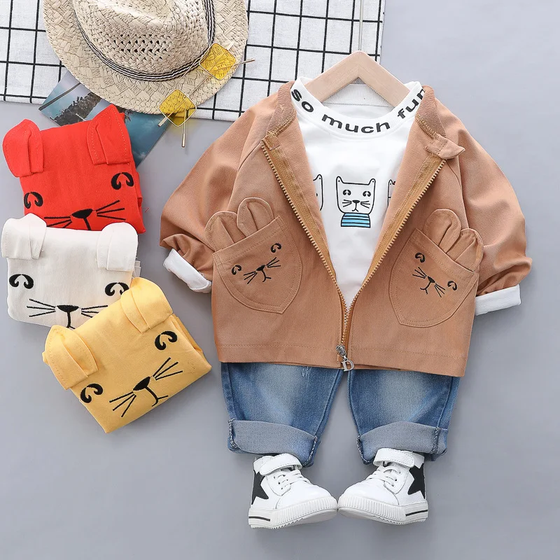 

HYLKIDHUOSE 2019 Baby Boys Girls Clothes Suits Autumn Toddler Infant Clothing Sets Hooded Coats T Shirt Pants Kids Child Costume