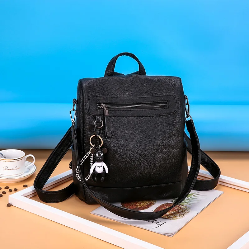 

Korean-style Backpack 2018 New Style College Wave Student School Bag Soft Leather Anti-Theft Versatile Multi-functional Shoulder