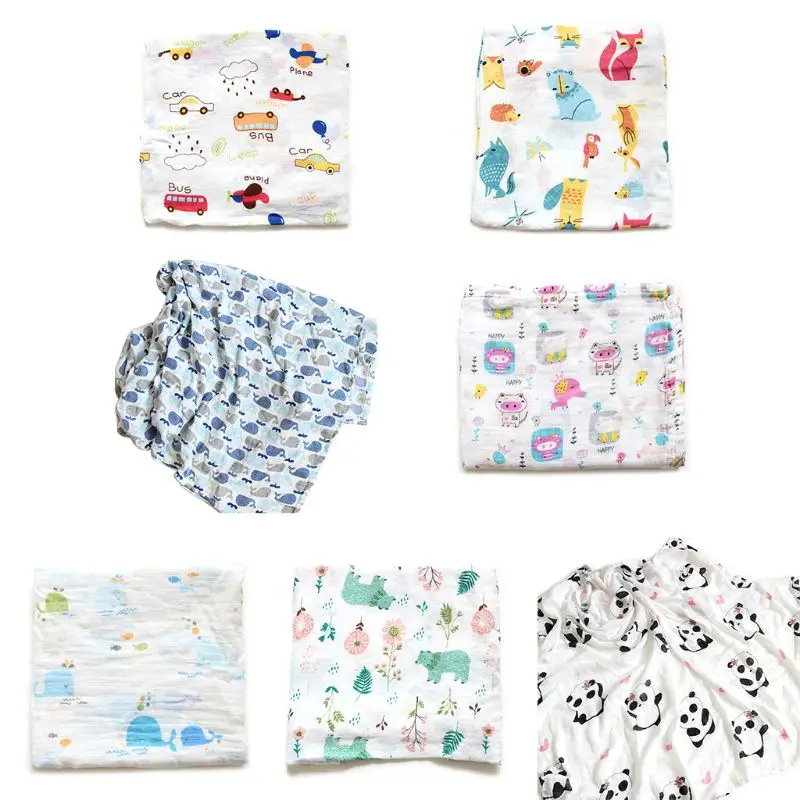 Baby Swaddles Blankets Bath Gauze Infant Wrap Sleepsack Stroller Cover Play Mat Muslin Newborn Shower Towel