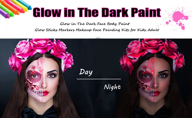 Cool Halloween Glow In The Dark Face Black Light Paint Neon Face Body Paint  DIY Drawing Crayon Stick Fluorescent Makeup Marker - AliExpress