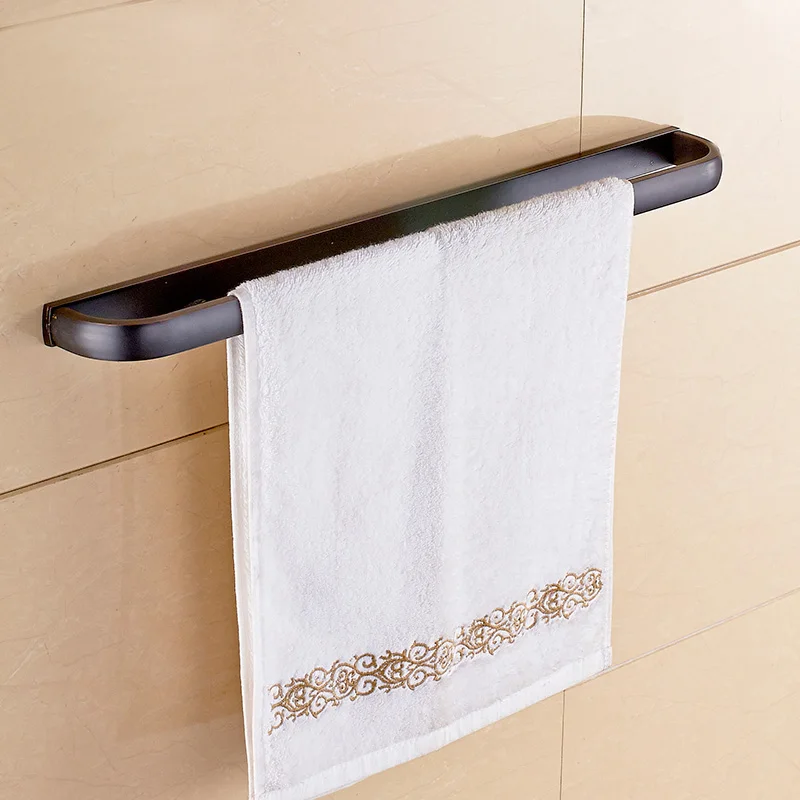 Single Towel Bar Oil Rubbed Bronze Black Square Bathroom Accessories Towel Shelf Towel Holder Toilet Paper Holder Wall Mounted Bath Hardware Sets - Цвет: Single Towel Bar
