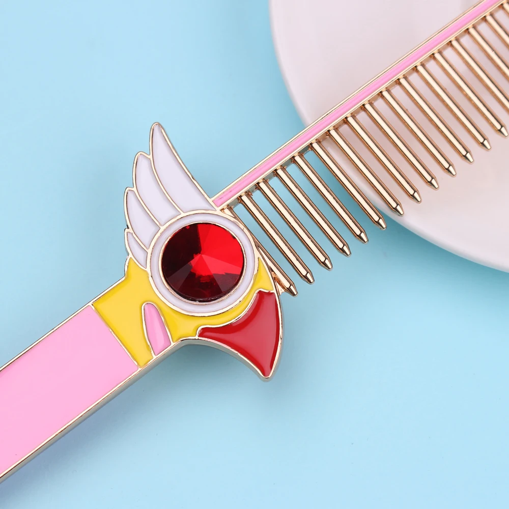 Милый Cardcaptor Sakura, гребень для макияжа, большой/маленький размер, красота, волшебные крылья ангела, металлический гребень, инструмент для укладки волос, для любителей, собирает