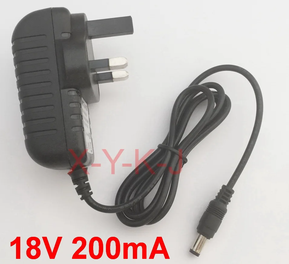 18V 200mA 1 шт. 18V 200mA 300mA 400mA 500mA 600mA 700mA 800mA AC 100 V-240 V конвертер адаптер Питание штепсельная вилка британского стандарта 5,5 мм x 2,1-2,5 мм - Цвет: 18V 200mA