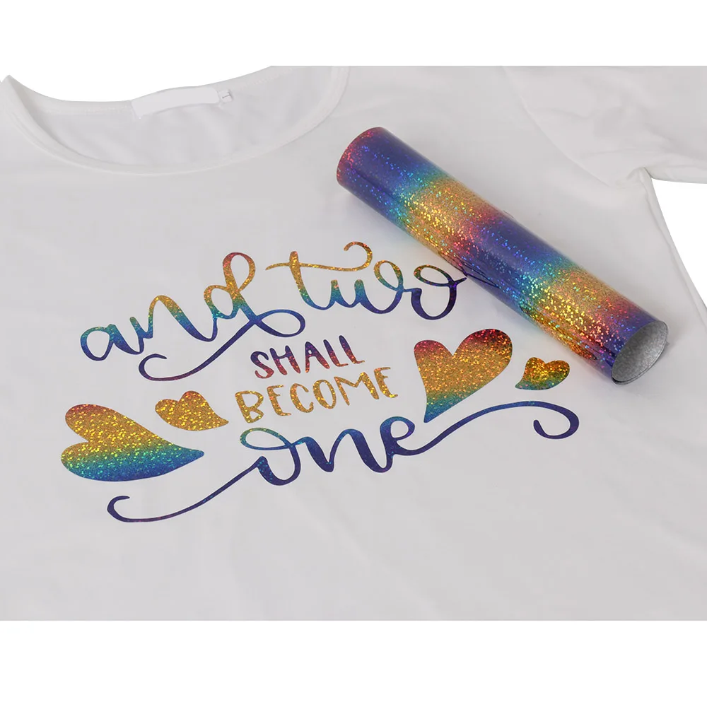 

SUNICE Holographic Heat press Vinyl T-Shirt IRON ON Heat Transfer Vinyl PU Laser Press Paper Sheet for Garment T-shirt50CMX120CM