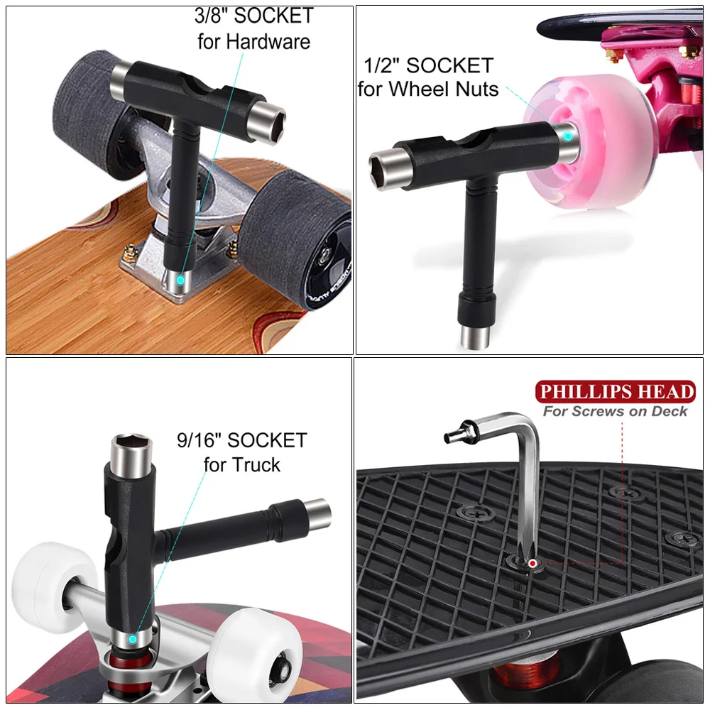 Multi-Function T e Y Forma Longboard Roller Skate Ferramenta, Profissional All-in-One Skate Chave De Fenda, Chave De Skate, All-in-One